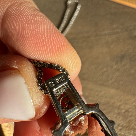 18K yellow gold and 925 Sterling silver Smoky Quartz pendant necklace - Picture 12 of 14